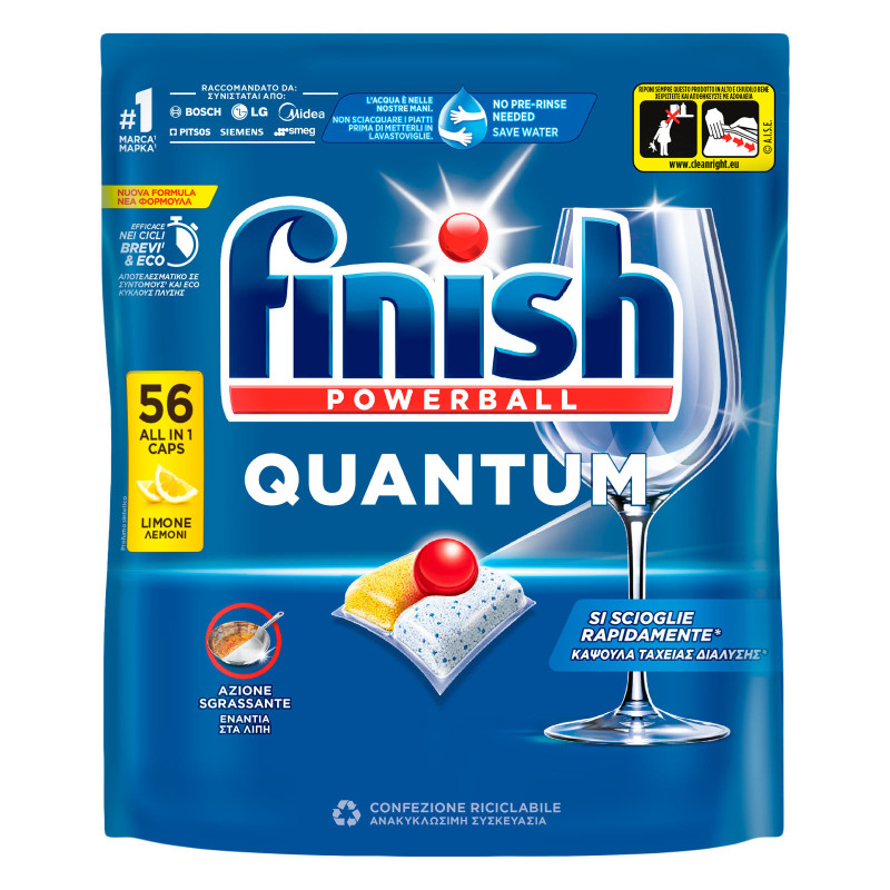 Finish Powerball Quantum Detersivo al Limone 56 Tabs