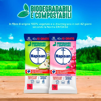 Napisan Salviette Igienizzanti Biodegradabili Freschezza Floreale