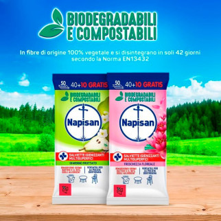 Napisan Salviette Igienizzanti Biodegradabili Freschezza Floreale